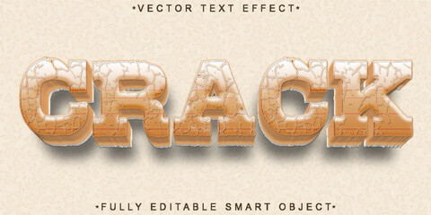 Wall Mural - Brown Crack Vector Fully Editable Smart Object Text Effect