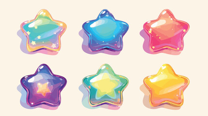 cartoon color glossy stars shiny buttons. Set of star