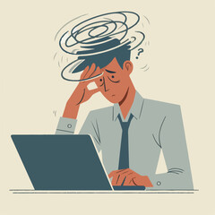 Wall Mural - a worker who is stressed and confused about his work