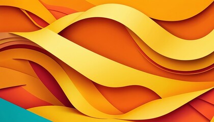 Wall Mural - Abstract yellow curves background. Abstract yellow and orange curves background