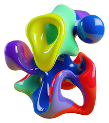 Sticker - PNG 3d render of abstract fluid shape represent of basic shape graphics balloon art.