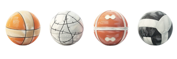 Wall Mural - Four Different Balls with White Dust