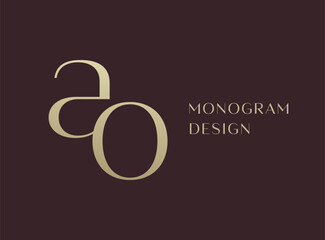 Wall Mural - AO letter logo icon design. Classic style luxury initials monogram.