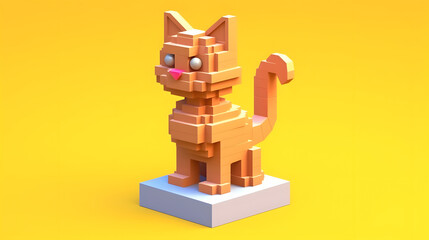 Sticker - Cat 3d pixel Character Cartoon