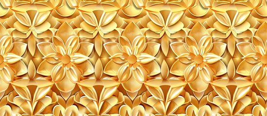 Wall Mural - Seamless abstract geometric floral surface pattern golden color with symmetrical form repeating horizontally and vertically. Use for fashion design, home decoration, wallpapers and gift packages