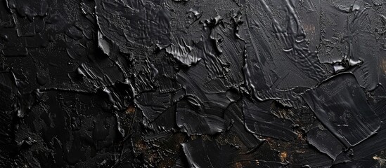 Wall Mural - Abstract grunge black painted chipboard banner background with decorative texture and copy space image.