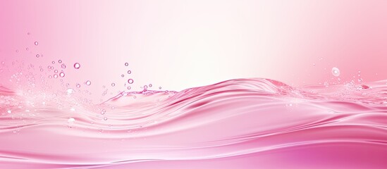 Aufkleber - Summer-themed banner with a pink water texture featuring ripples, splashes, bubbles, and waves in the sunlight, suitable for cosmetic products showcasing, invoking a serene atmosphere with copy space
