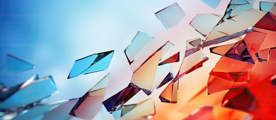 Aufkleber - Colorful broken glass fragments on a gradient background with copy space image.