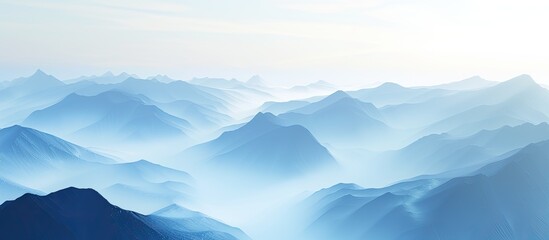 Wall Mural - Blue mountains with fog. with copy space image. Place for adding text or design