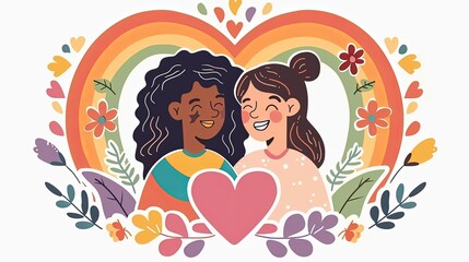 Wall Mural - Vibrant Vector Illustration Celebrating Love in Pride Month