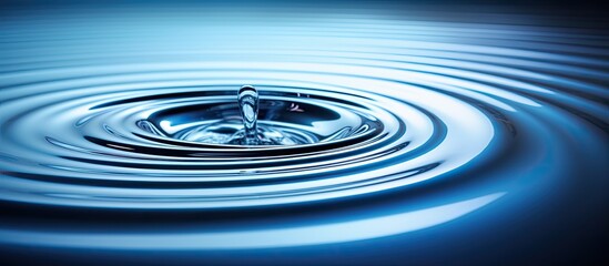 Aufkleber - Impact of water droplet with complete ripples on a surface, providing a dynamic and visually appealing copy space image.