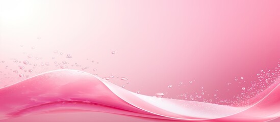Wall Mural - Summer-themed banner with a pink water texture featuring ripples, splashes, bubbles, and waves in the sunlight, suitable for cosmetic products showcasing, invoking a serene atmosphere with copy space