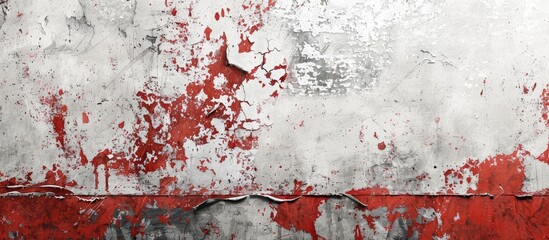 Poster - A textured background featuring a white and red distressed concrete wall with copy space image available.