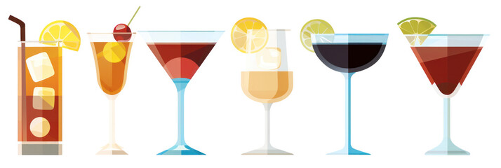 Wall Mural - Assortment of Colorful Cocktails in Glasses