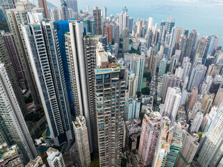 Sticker - Top view of Hong Kong in central district