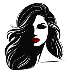 Wall Mural - Silhouette portrait of a beautiful woman with long hair vector logo 