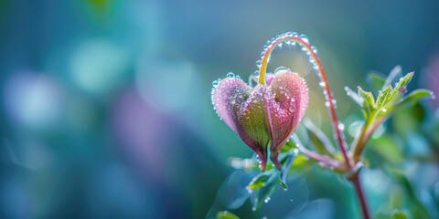 Wall Mural - Colorful flowers in a heart shape, blooming amidst green grass and bathed in sunlight