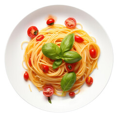 Sticker - PNG Plate of spaghetti tomato pasta basil.