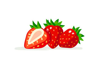 Wall Mural - illustration of brightly colored strawberries. 