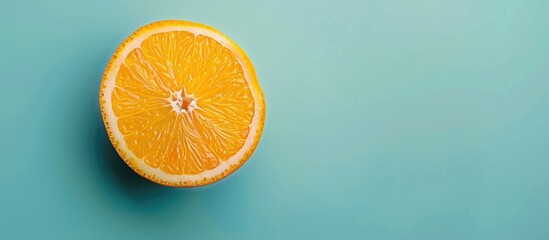 Fototapete - Cut Orange fruit Isolated on pastel background  Food. with copy space image. Place for adding text or design