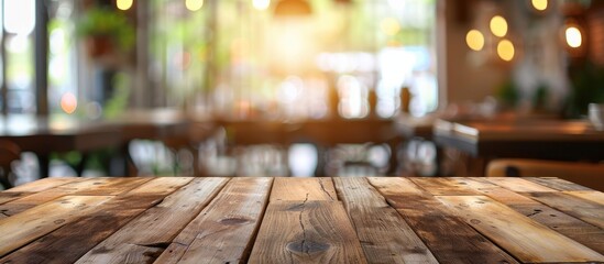 Aufkleber - Table Top And Blur Restaurant Of The Background. with copy space image. Place for adding text or design