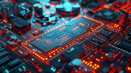 A futuristic background of technology with electronic circuit lines.
