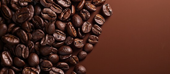 Leinwandbilder - Coffee beans in a brown hue set against a backdrop ideal for adding text or images - a perfect copy space image.