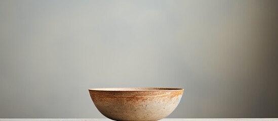 Poster - In a studio setting, a ceramic bowl is captured in a close-up shot against a white backdrop, providing ample copy space image.