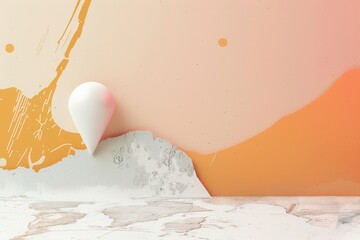 Fototapete - A minimalist and sleek image of a white location pin on an orange and white background, perfect for navigation apps and travel services. Generative AI