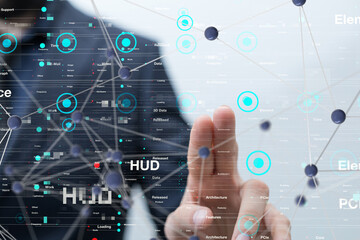 Wall Mural - Neural network 3D illustration. Big data and cybersecurity