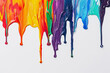 © Firn - Colorful acrylic or oil paint colors dripping down on white background