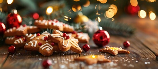 Aufkleber - The Christmas cookies and decorations selective focus. with copy space image. Place for adding text or design
