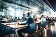 © Baba Images - Motion blurred photo of business people in office