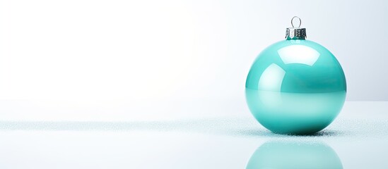 Sticker - High key image featuring a light turquoise bauble on a white background with copy space image.