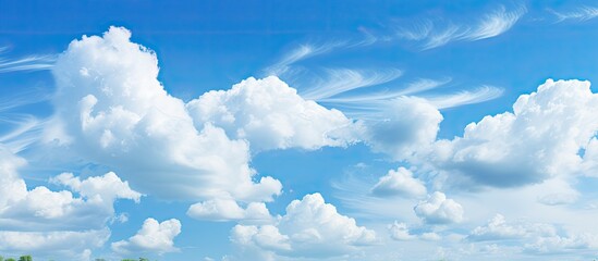 Wall Mural - sunny day with a blue sky filled with fluffy white clouds, ideal for the perfect copy space image.