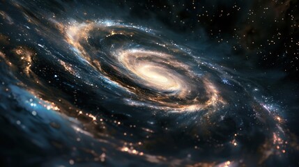 Futuristic spiral galaxy universe filled with stars milky way. AI generated