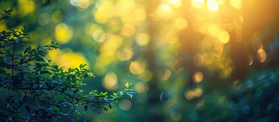 Fototapete - Blurry trees in the background provide a defocused abstract with copy space image.