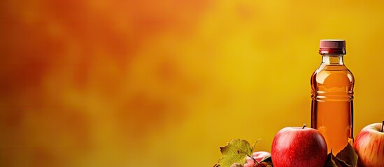 Aufkleber - Apple cider bottle on colorful background with copy space image.