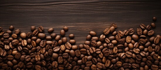 Aufkleber - Roasted coffee beans create a stylish backdrop in a copy space image.
