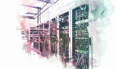 Wall Mural - An image of a server room 