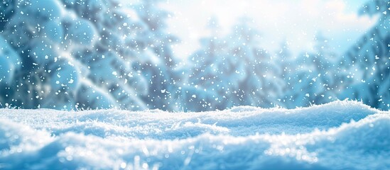 Poster - Snow-covered ground on a bright winter day with a copy space image.