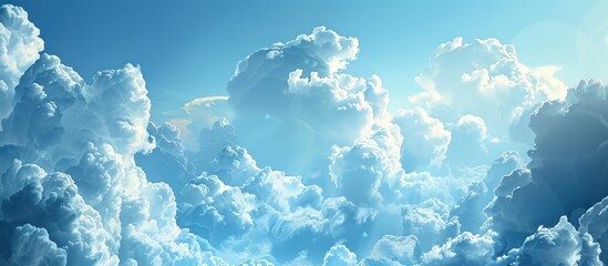 Wall Mural - Clouds wisping through a blue sky, perfect as a background with empty space for images. with copy space image. Place for adding text or design
