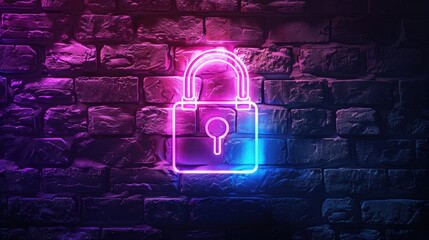 Wall Mural - Neon Open Padlock Icon