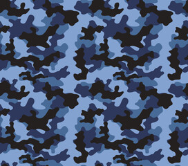 Wall Mural - 
army camouflage background, seamless modern pattern, blue texture for print clothing, paper, fabric