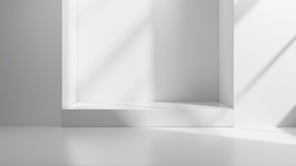 Wall Mural - White Minimalist Platform with Shadow