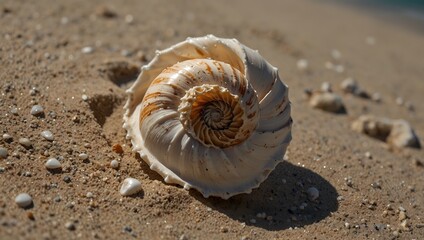 A rare and mysterious sea shell washed ashore after a storm ai_generated