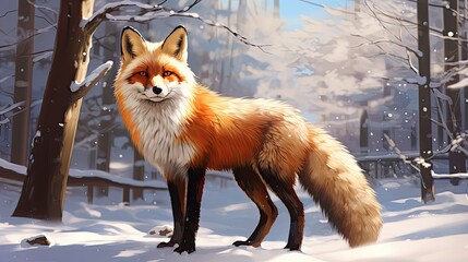 Wall Mural - The red fox 