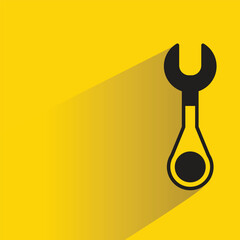 Wall Mural - wrench icon with shadow on yellow background