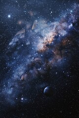 Wall Mural - panoramic view of the earth and galaxy with stars