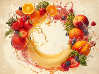 Poster - background with fruits and vegetables